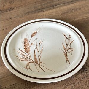 Vtg 70s Haniwa Stone HARVEST Dinner Plates Stone Ware Japan